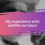 My experience with wildlife corridors