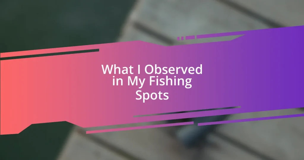 What I Observed in My Fishing Spots