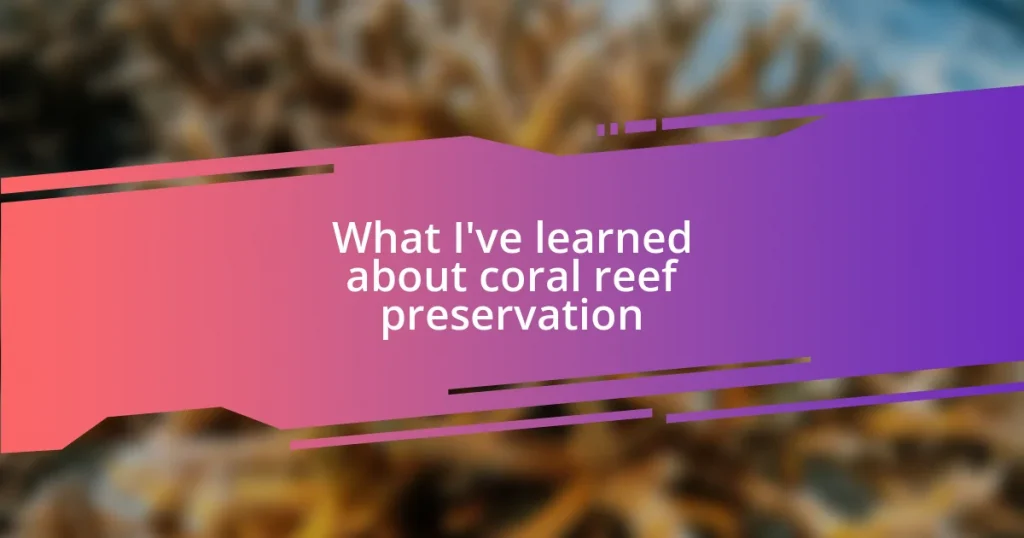 What I’ve learned about coral reef preservation